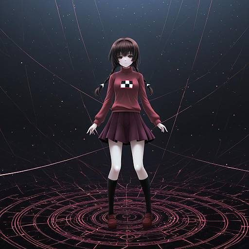 Illustration of Monoe, yume nikki in the style of Frapowa