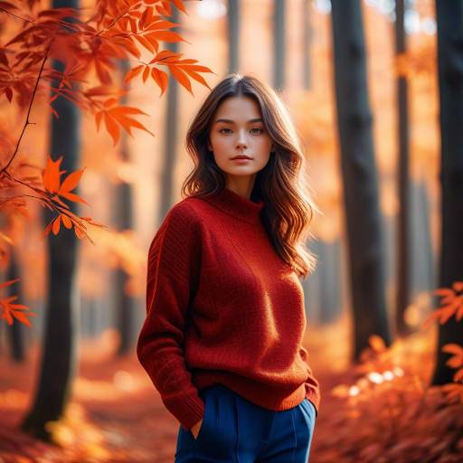 Stylish Autumn Portrait of Young Woman