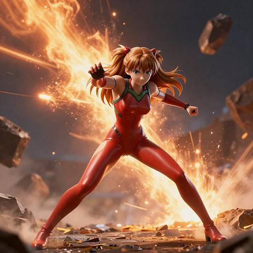 Epic CG Asuka Charging Meteor Battle