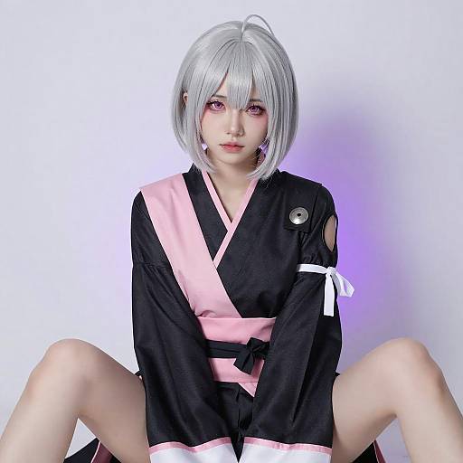 Young Woman in Japanese-Inspired Cosplay