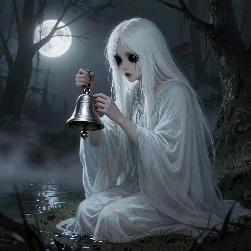 Lamenting Banshee in Moonlit Swamp