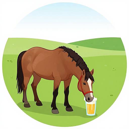 Cartoon Horse Drinking Beer Illustration