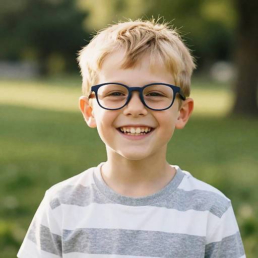 Cheerful Young Boy in Nature