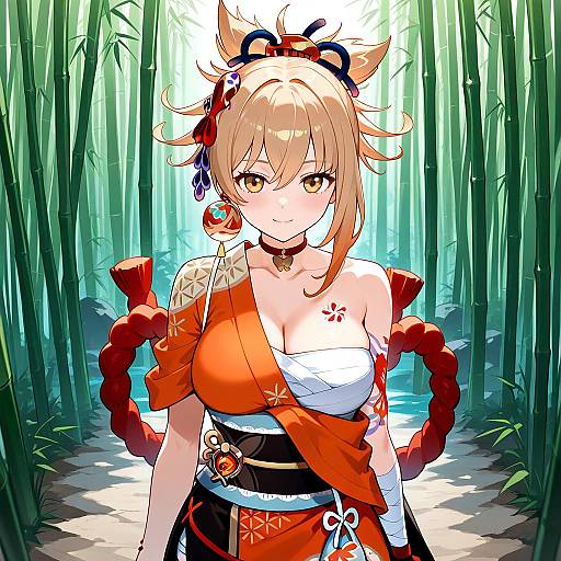 Yoimiya in Orange Kimono by Creek
