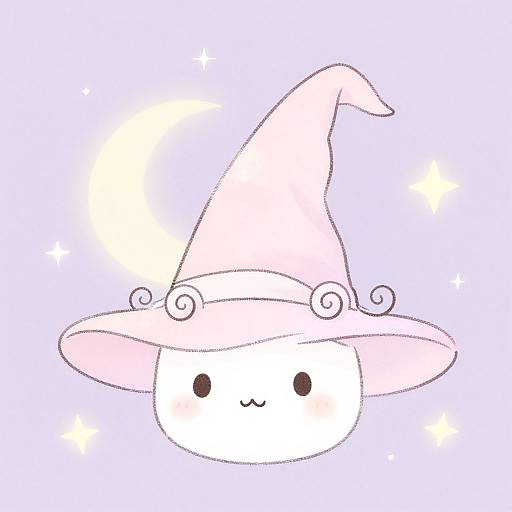 Whimsical Cute Witch Hat Illustration