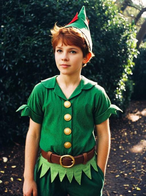 Child in Peter Pan Costume Outdoors