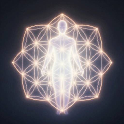Bioluminescent Flower of Life Octahedron Around Human