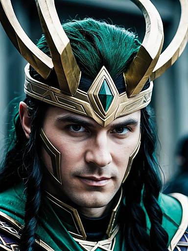 Man in Loki Ragnarok Cosplay Headshot