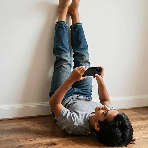 Teen Native American Boy Smartphone Morning