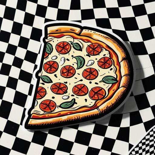 Vibrant Quirky Pizza Slice Sticker Design