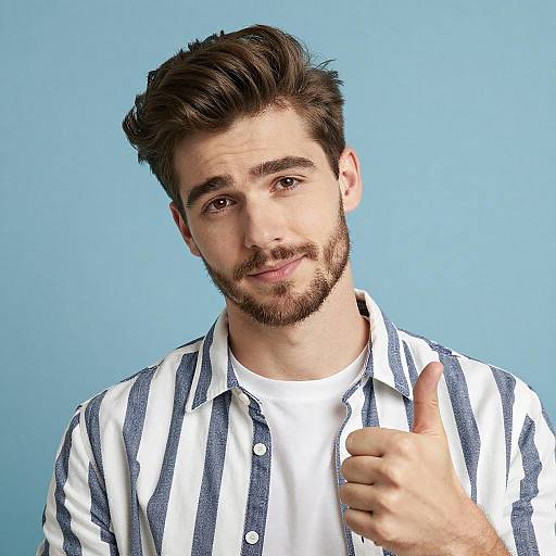 Young man giving thumbs up