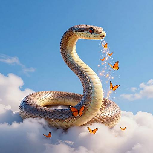 Surreal Snake Shedding Butterfly Stardust