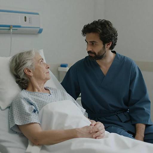 Bearded Man Beside Elderly Patient