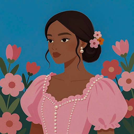 Serene Woman Amidst Floral Splendor