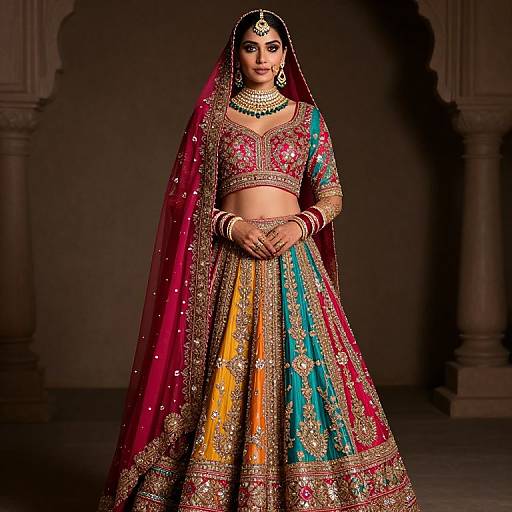 Multicolor Pope in Sabyasachi Bridal Couture