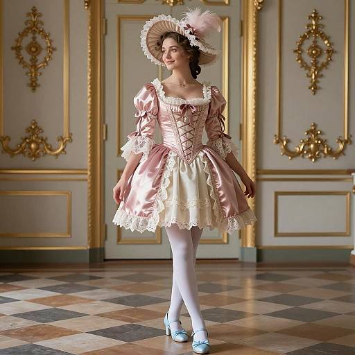 Elegant Coquette Style Portrait in Baroque Room