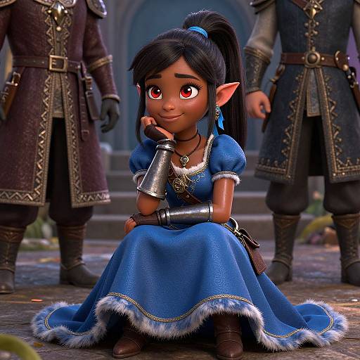 Dark-Skinned Elf Adventurer Portrait