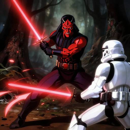 Anime Darth Maul vs Stormtrooper Duel