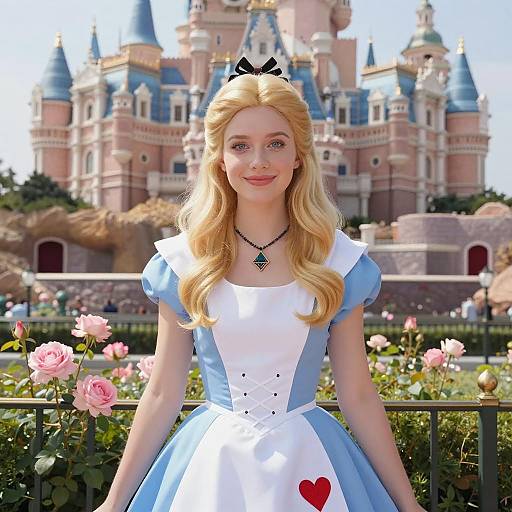 Alice Costume in Front of Castle