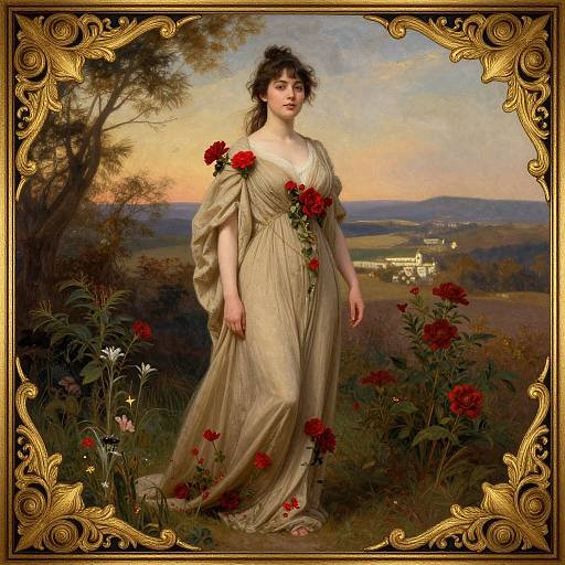 Victorian Style Woman with Floral Garment