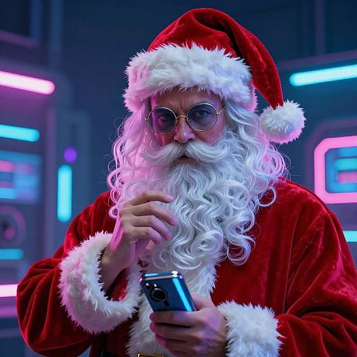 Cyberpunk Santa Claus in Neon Lights