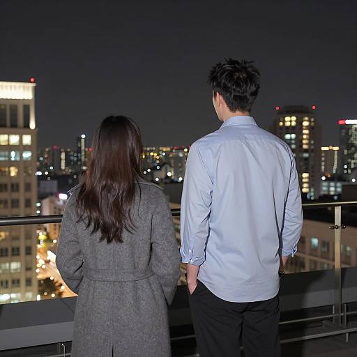 Cityscape Rooftop Night Photograph