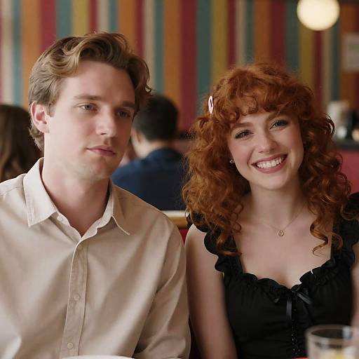 Couple Dining in Colorful Restaurant