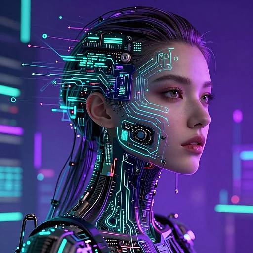 Cyberpunk Futuristic Female Android Portrait