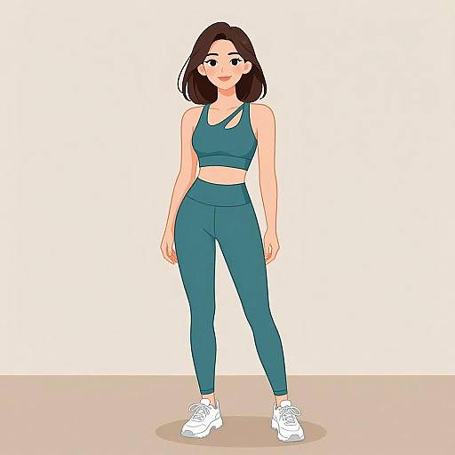 Sporty Chic Smiling Woman in Teal