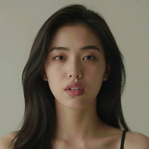 Portrait of Asian Woman Biting Lip