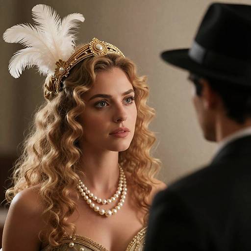 Elegant Woman with Ornate Headpiece