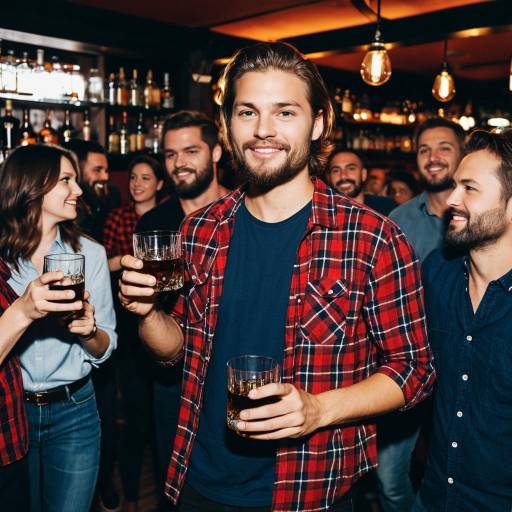 Man Holding Whiskey Glass at Bar Party