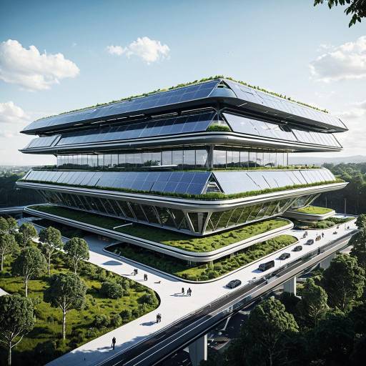 Futuristic Solar-Powered Headquarters with Green Roofs