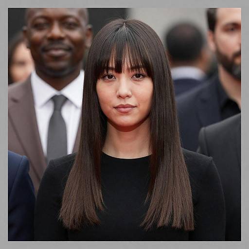 Woman Portrait with Blurred Smiling Man