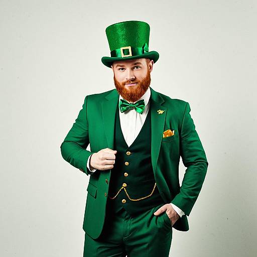 Man in Leprechaun Costume with Green Suit and Hat