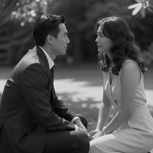 Black-and-White Intimate Outdoor Portrait