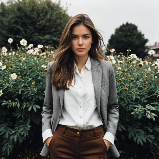 Stylish Woman in Trendy Outdoor Suit