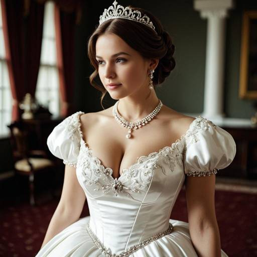 Elegant Victorian Ball Gown Wedding Scene