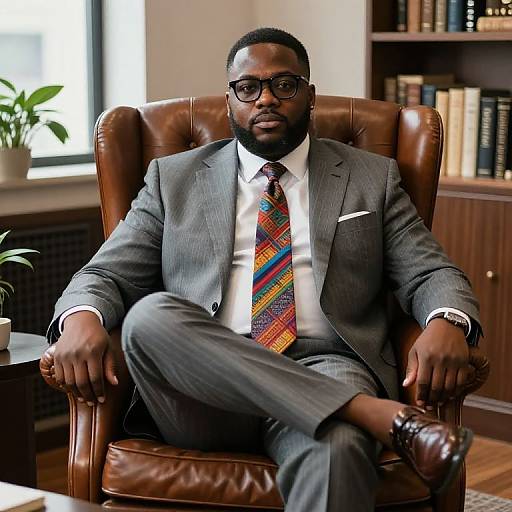 Confident Black Man in Stylish Office