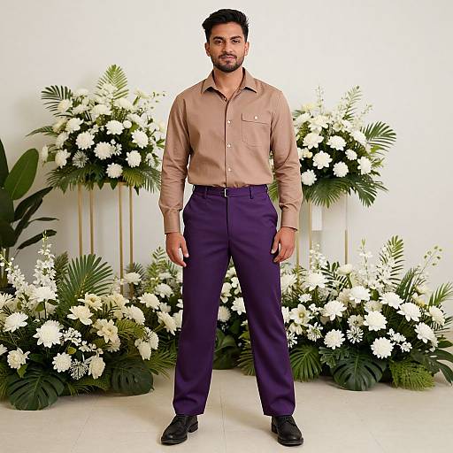 Man in Purple Pants Outfit
