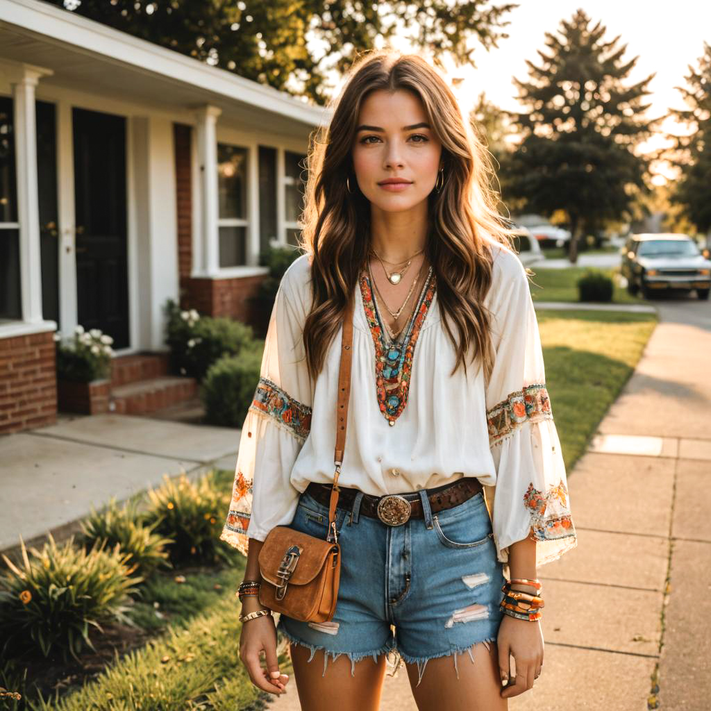 Confident Teen in Vintage 1970s Fashion