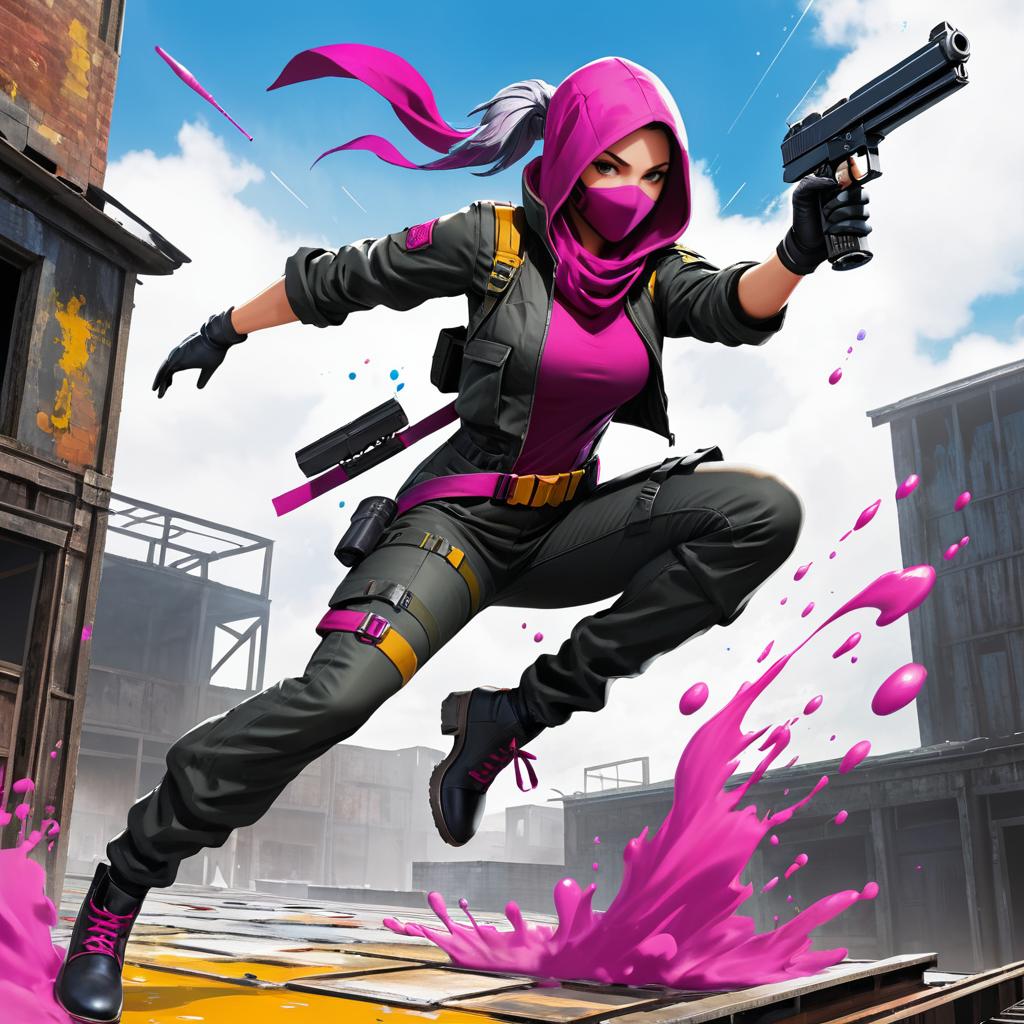 Dynamic Assassin Artwork in Urban Setting