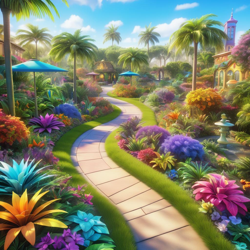 Vibrant Botanical Garden Street Scene