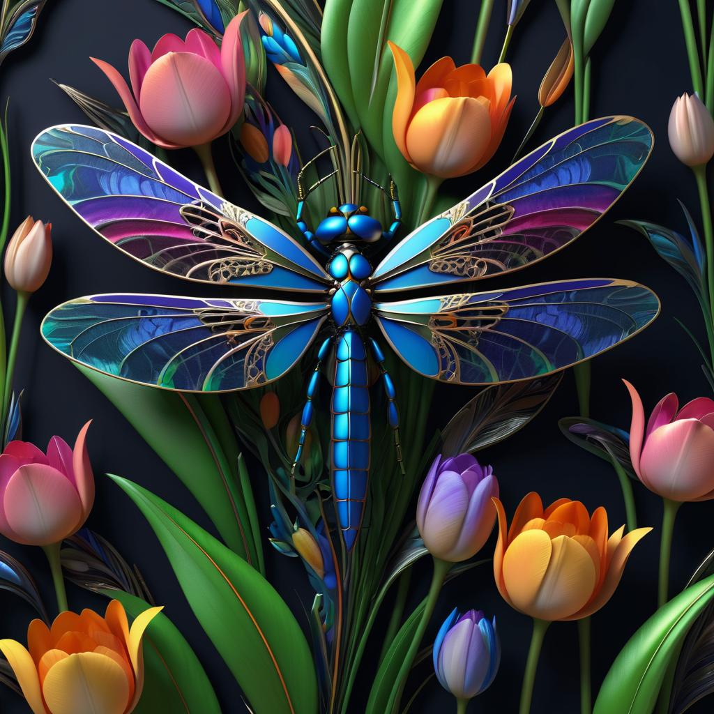 Vividly Detailed Dragonfly Meets Nature