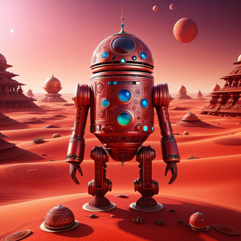 Droid in Indian Textiles on Mars