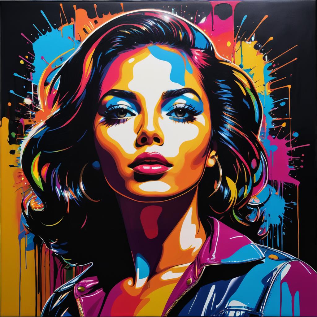 Vibrant Pop Art Portrait of Latina Woman