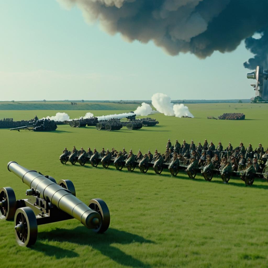 Epic 70s Battlefield with Enormous Cannon