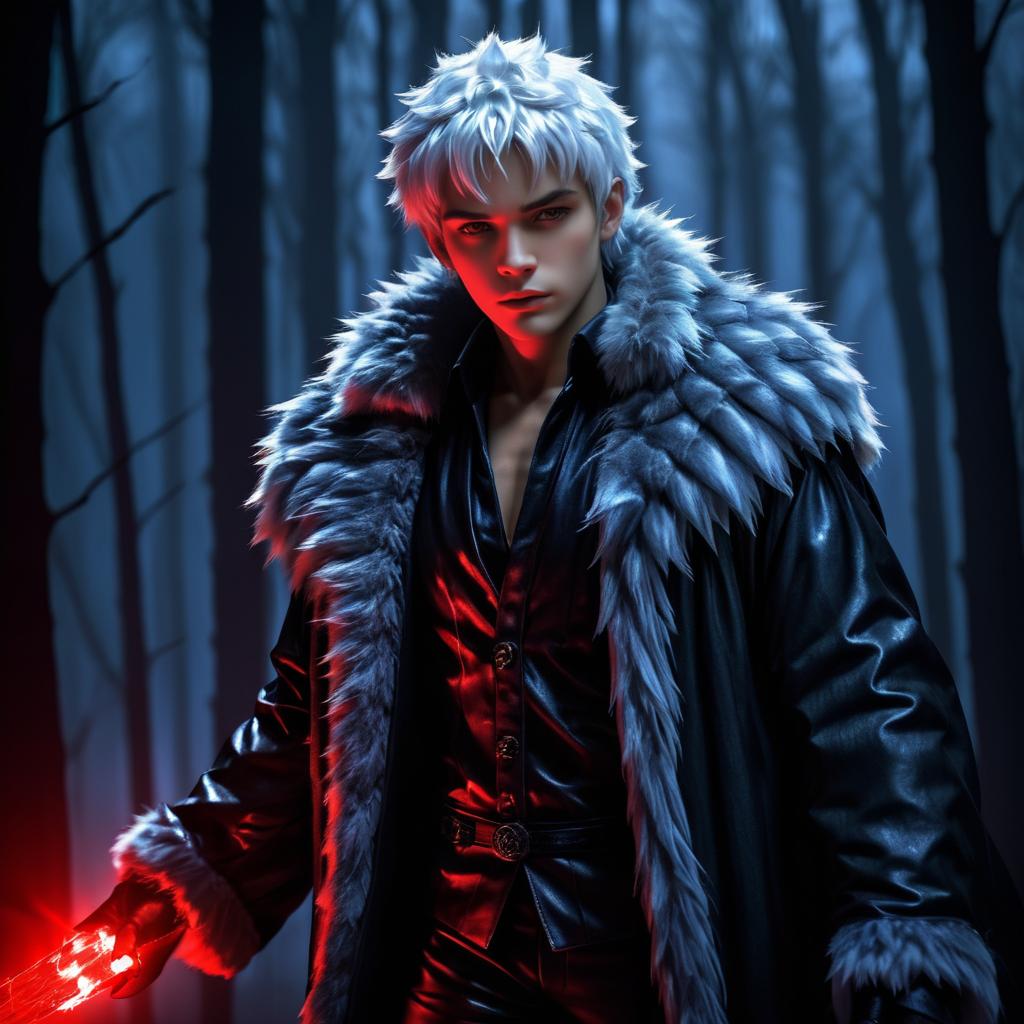 Silver-Haired Werewolf in Dark Forest