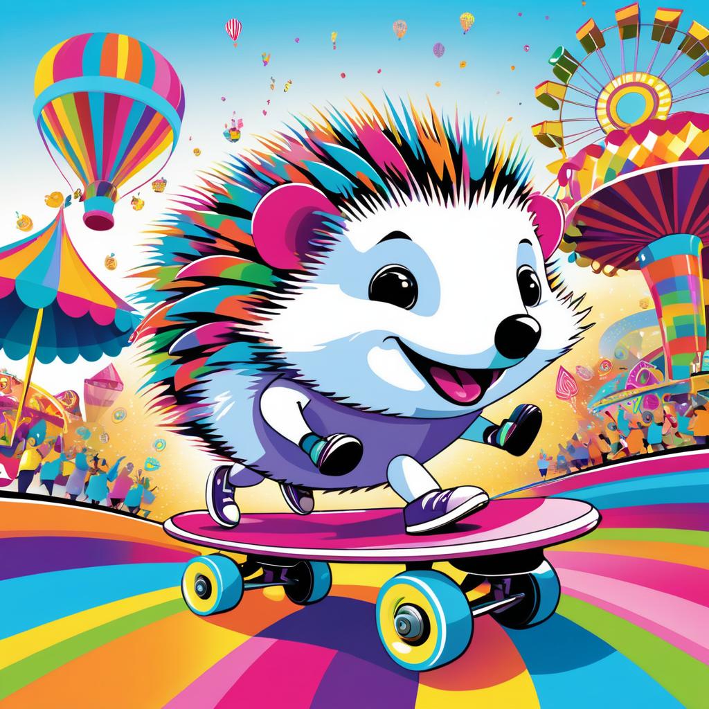 Hedgehog Skateboarding at Funfair Adventure