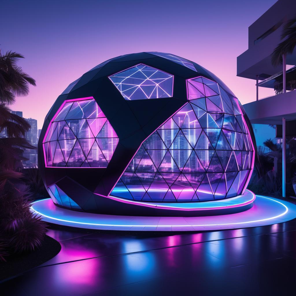 Futuristic Cyberpunk Villa in Neon Setting